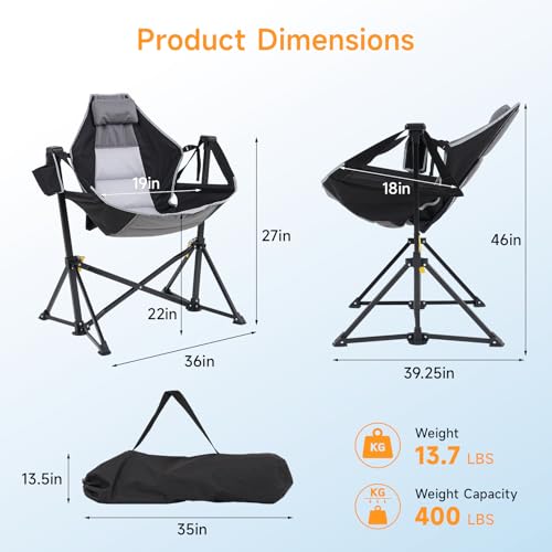 Black Oversized Hammock Camping Chair with Cup Holder E588