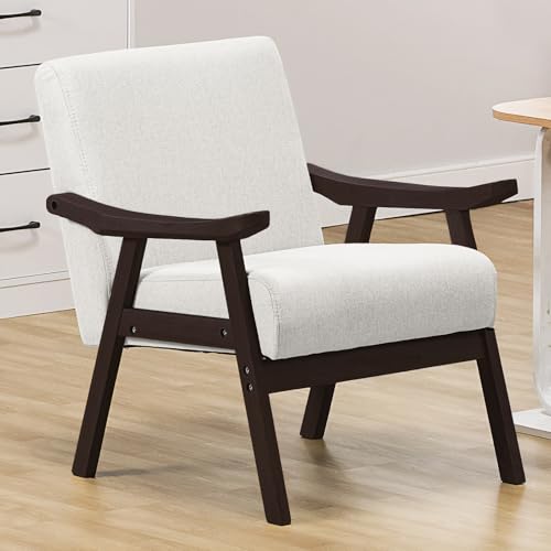 Mid Century Upholstered Accent Chair with Solid Wood Armrest H21338