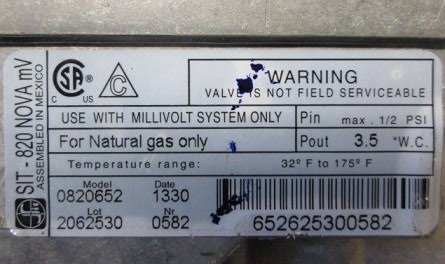 Sit Gas Valve - NG L192853