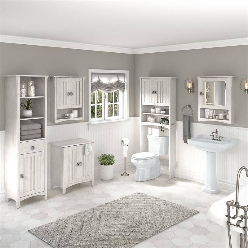 Linen White Oak Engineered Wood Bathroom Storage Set R8855