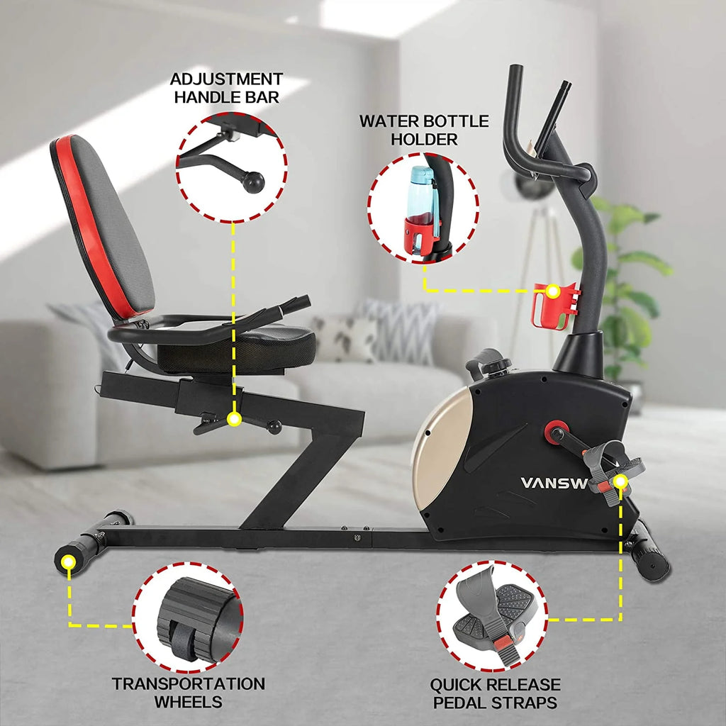 Recumbent Exercise Bike 400 lbs. Weight Capacity Magnetic Resistance U874777