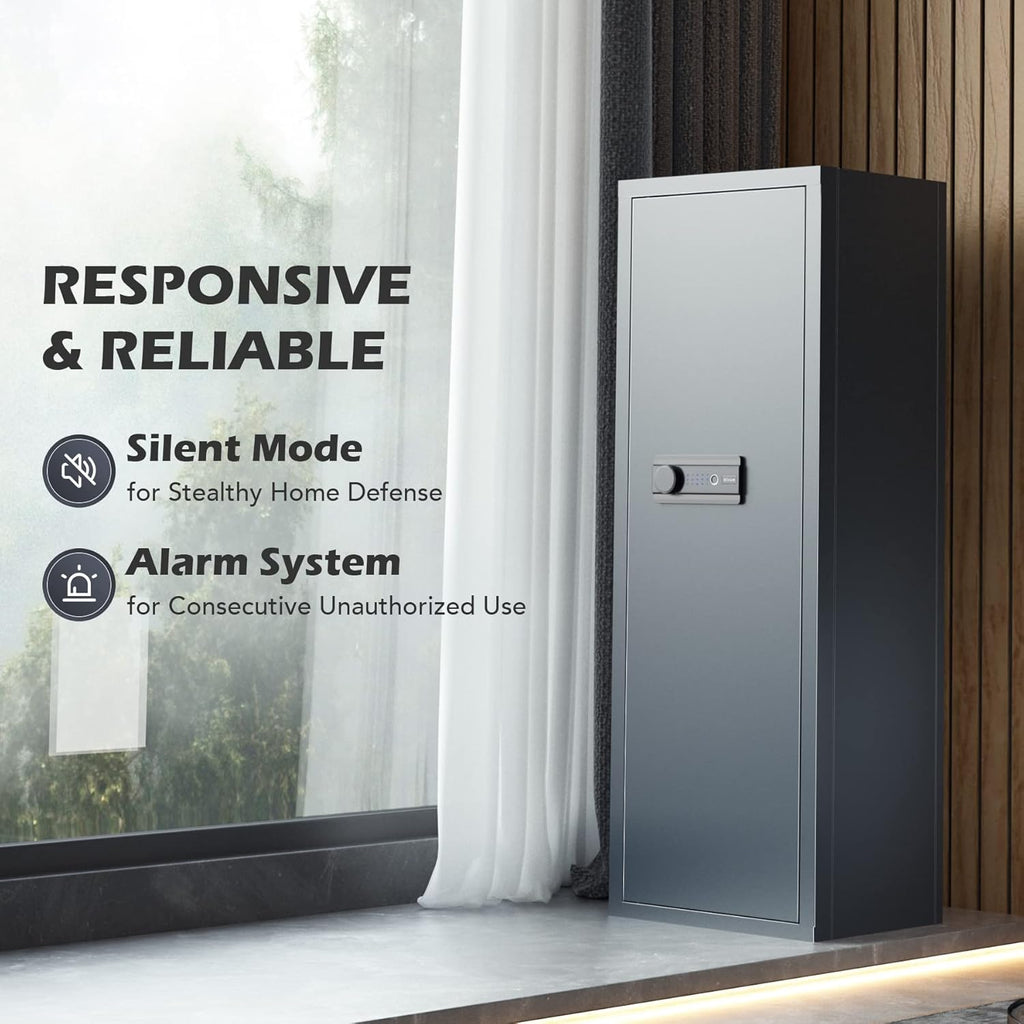 Large Gun Safe with Biometric Fingerprint Keypad Locks, 56*20*15 In F53299