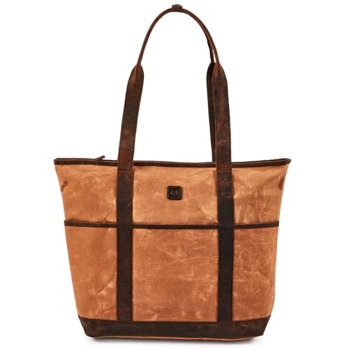 Real Leather Shoulder Handbag Organizer Water Repellent Waxed Canvas Tote Bag M757903