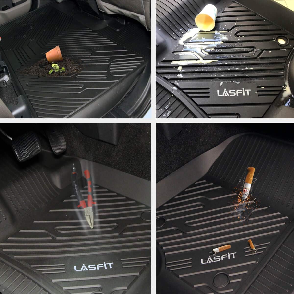 All Weather TPE Car Floor Mats Front and Rear 2 Rows Set K89433