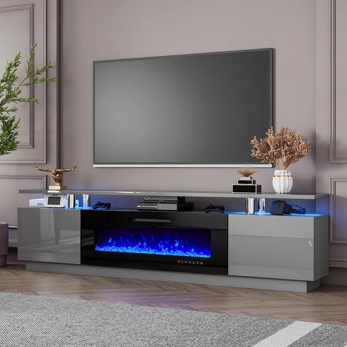 80" Fireplace TV Stand with 40" Electric Fireplace B418
