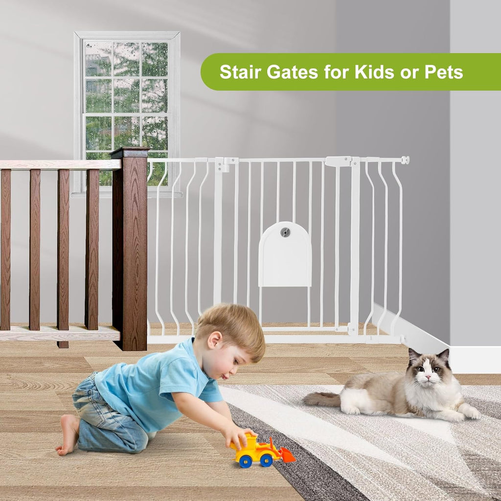 Auto Close 29.5"-48.4" Safety Metal Pet Gate with Pet Door G423866