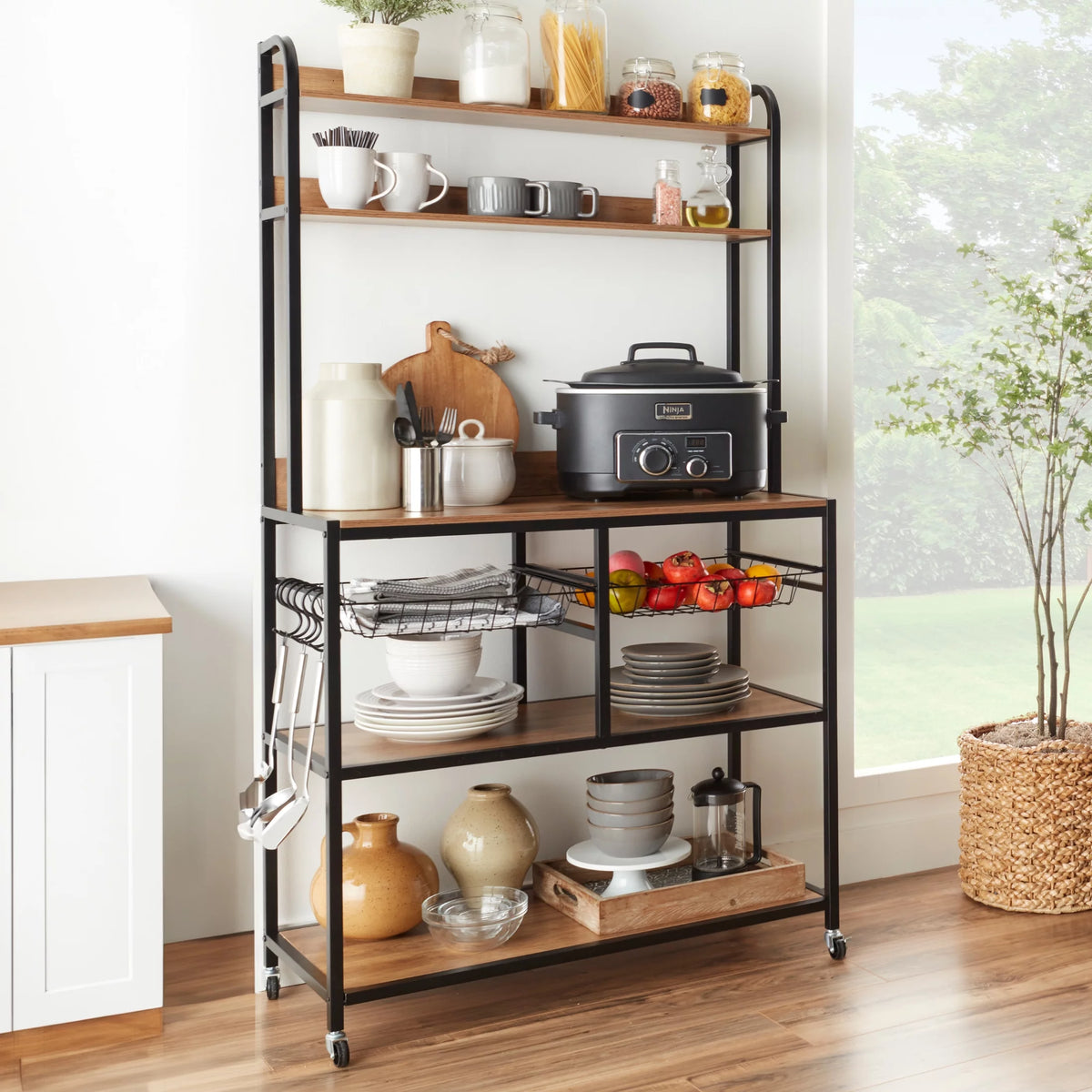67in Counter-Height Baker's Rack with Locking Wheels C95270