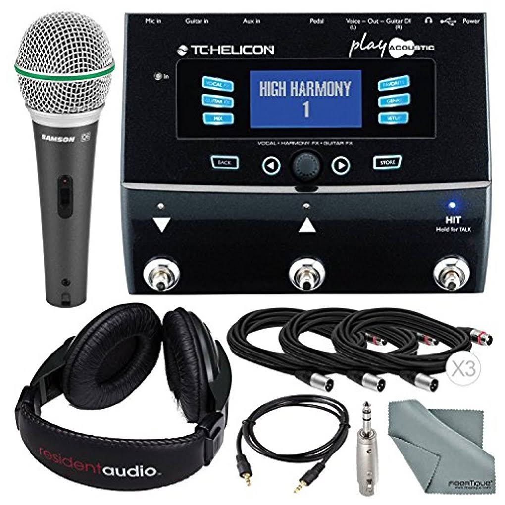Acoustic Vocal and Acoustic Guitar Effect Processor Pedal Bundle with Mic F1104