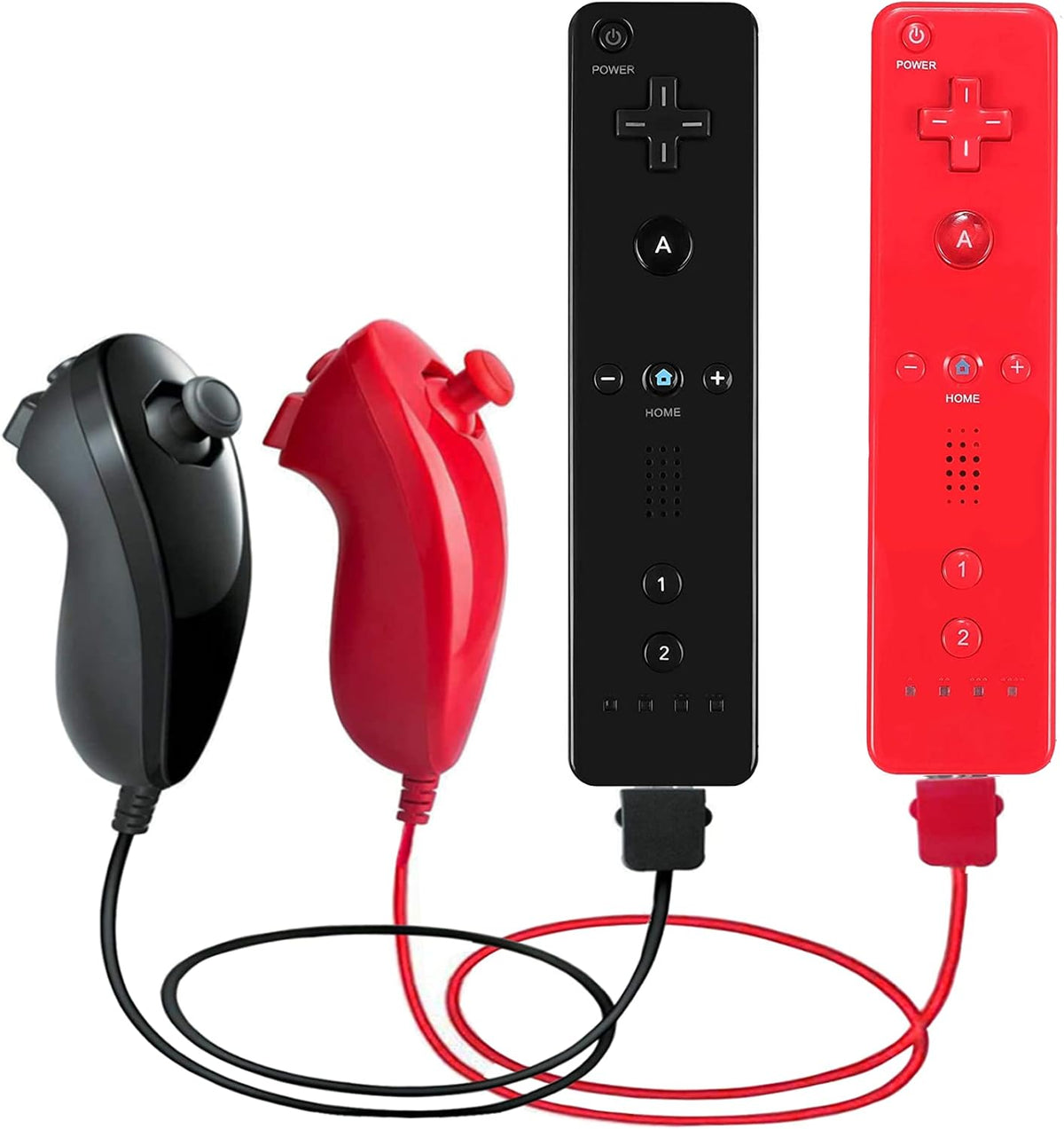 2 Pack Remote Controller and Nunchuck Joystick with Silicone Case and Wrist Strap (Pink and Blue) P3373