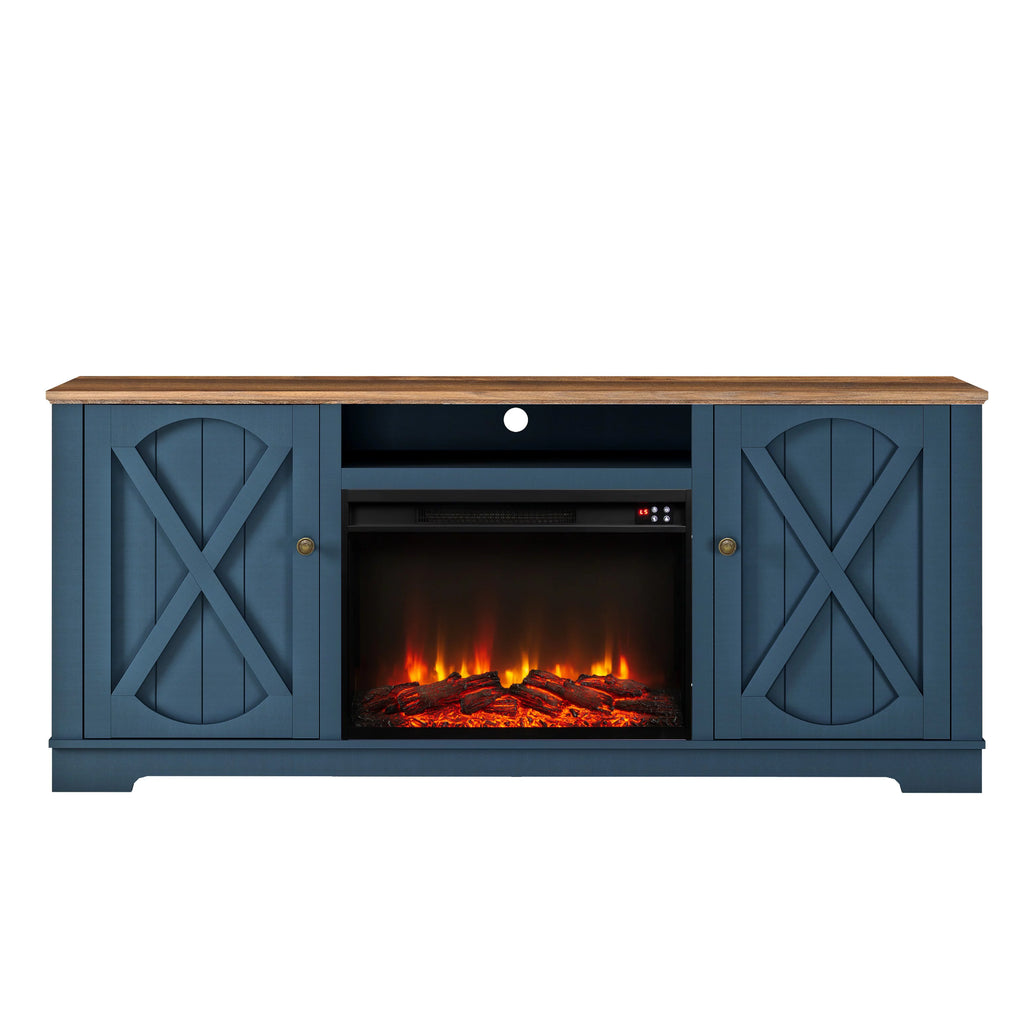 70" Farmhouse TV Stand with Fireplace A526