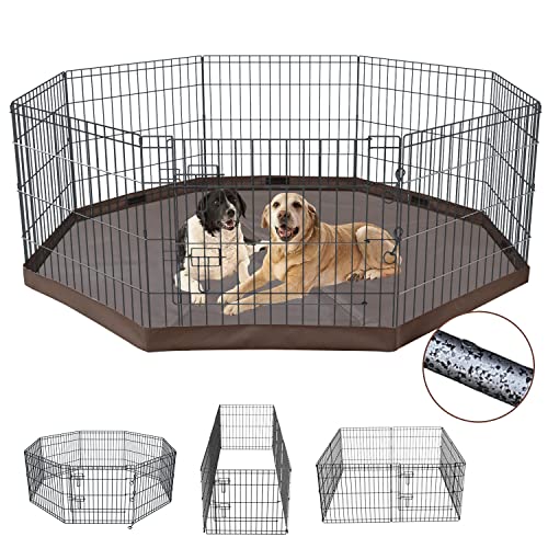Foldable Metal Dog Playpen 8 Panels 24 Inch with Top Cover K138725
