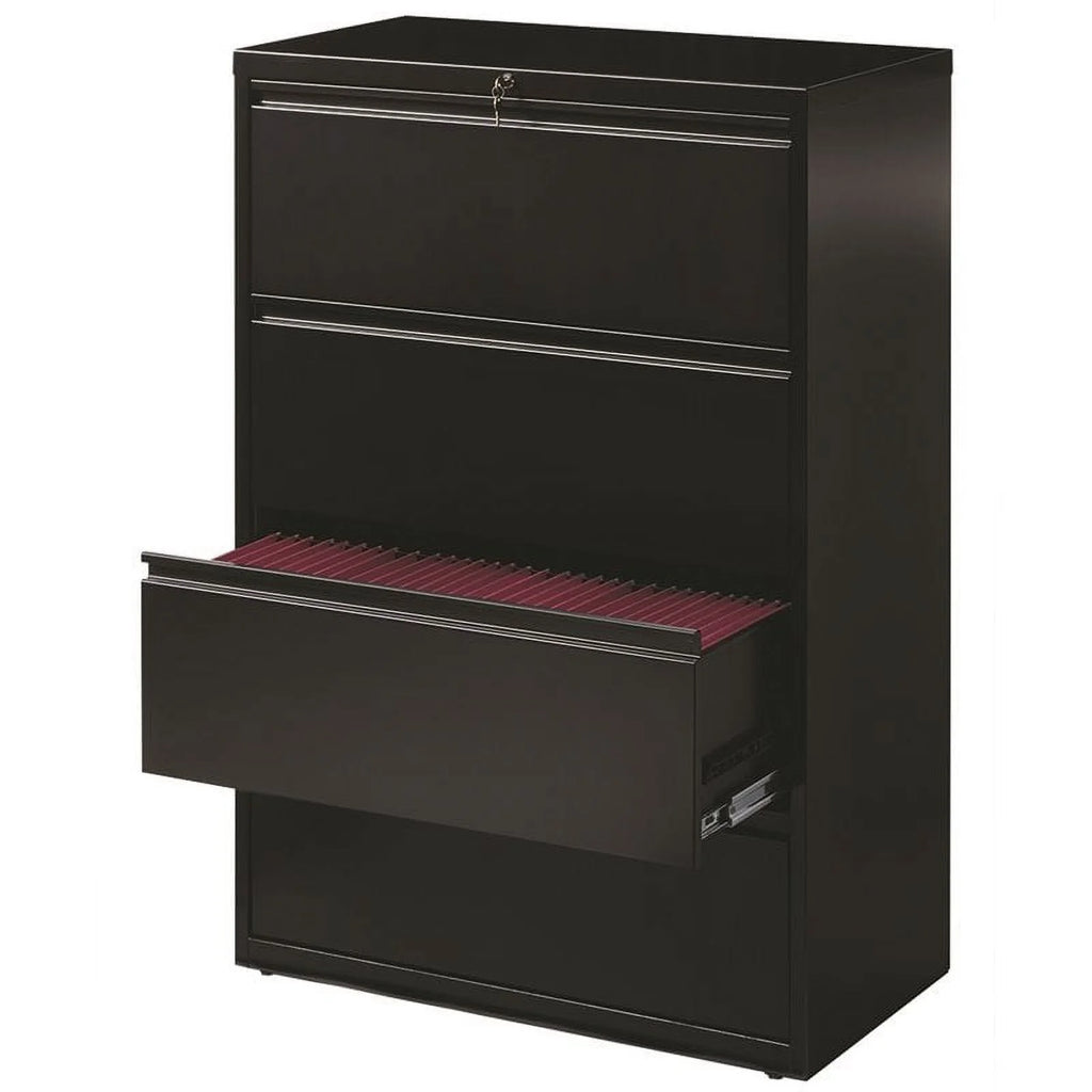 36" 4-Drawer Metal Lateral File Cabinet in Black U700
