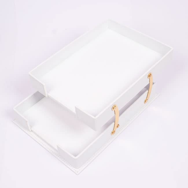 14 Pcs White Leather Desk Organizer Set K69311