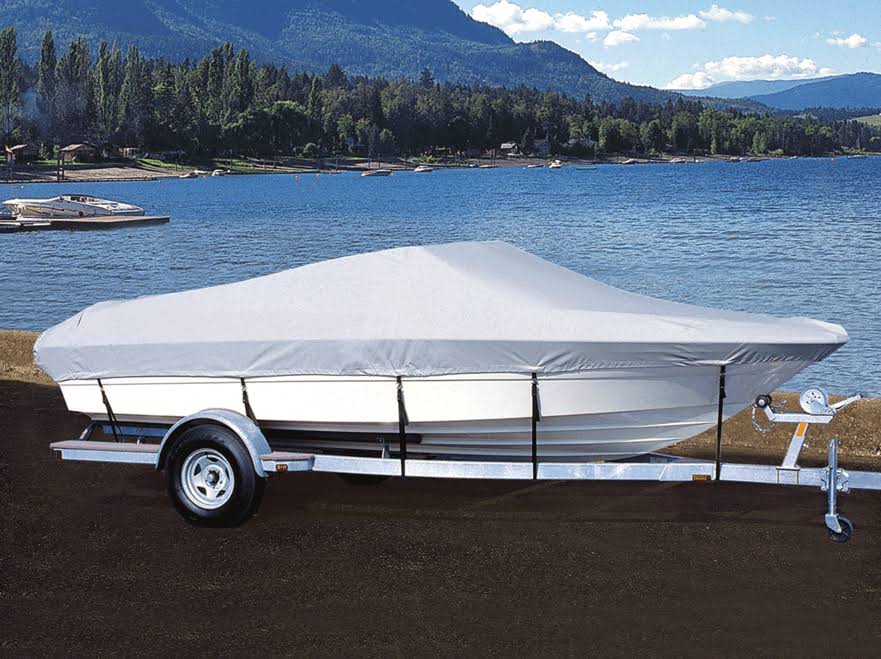 Pacific Blue Semi Custom Boat Cover for Euro Style V-Hull Runabout with Wakeboard Tower I/O Z551