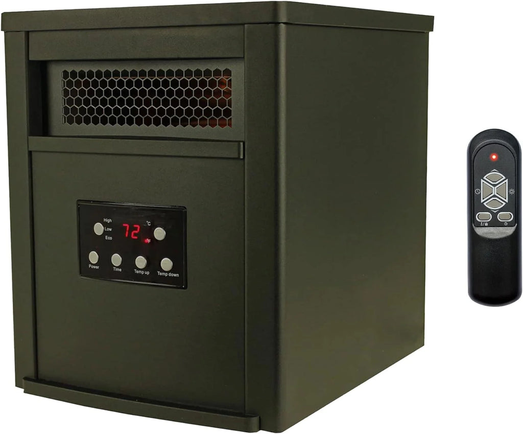1500W Portable Electric Infrared Quartz Space Heater with Remote Control, Black (2 Pack) U16367
