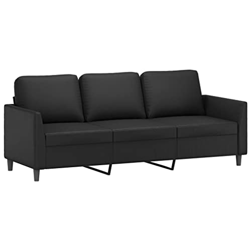 2 Piece Black Faux Leather Sofa Set with Metal Frame A18905