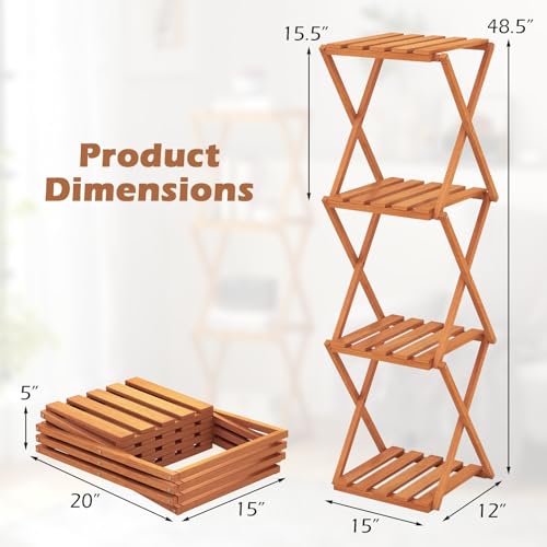 4-Tier Foldable Wooden Plant Stand F482635