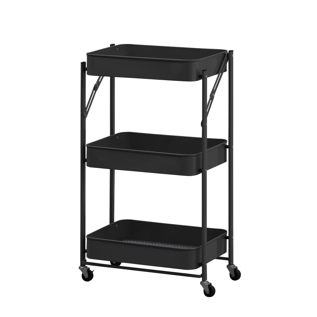 3 Tier Rolling Utility Storage Cart with Wheels, Black Q1562