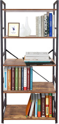 5 Tier Industrial Bookshelf, Wood and Metal, 24 x 12 x 62 I95618