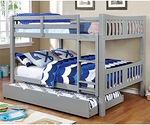 Twin Over Twin Wood Bunk Bed in Gray U85087