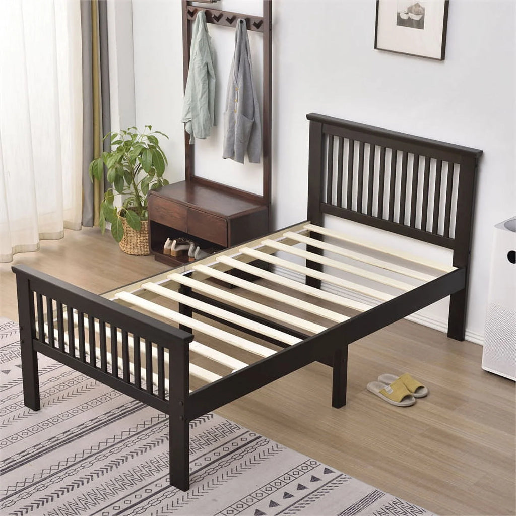 2-Piece Set with Double Sliding Door Wardrobe & Twin Bed W65670