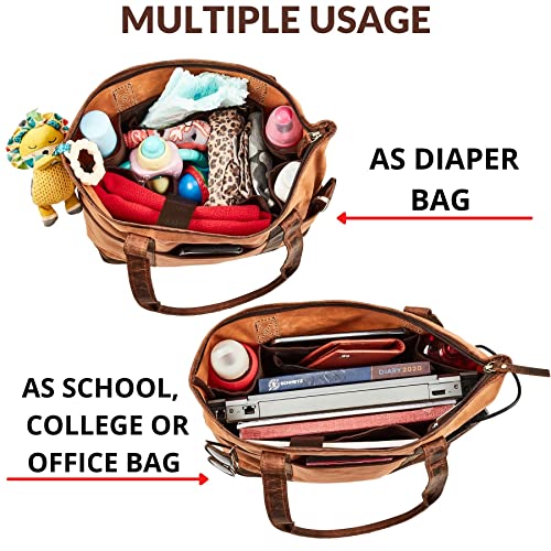 Real Leather Shoulder Handbag Organizer Water Repellent Waxed Canvas Tote Bag M757903