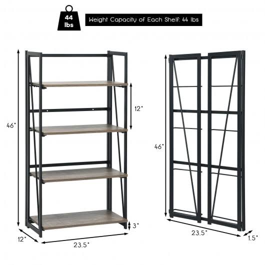 4-Tier Folding Industrial Bookshelf V13200