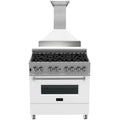 36 Dual Fuel Range with White Matte Door & Range Hood Appliance Package I81432