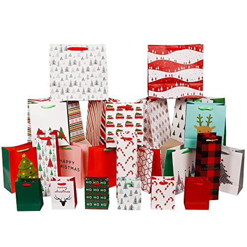 24 Packs Assorted Size Art Paper Gift Bags with Handles P83529