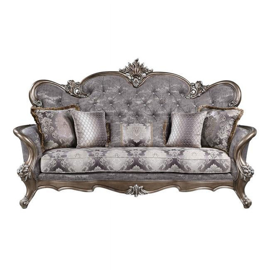 90 in. Fabric Cotton Blend Sofa with Five Toss Pillows F89176