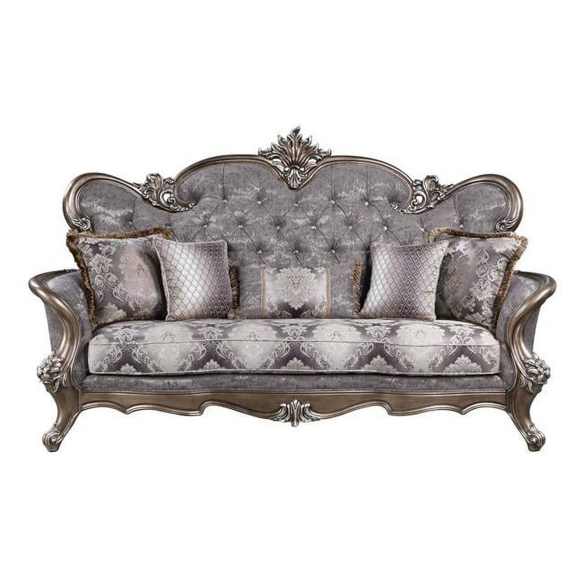 90 in. Fabric Cotton Blend Sofa with Five Toss Pillows F89176