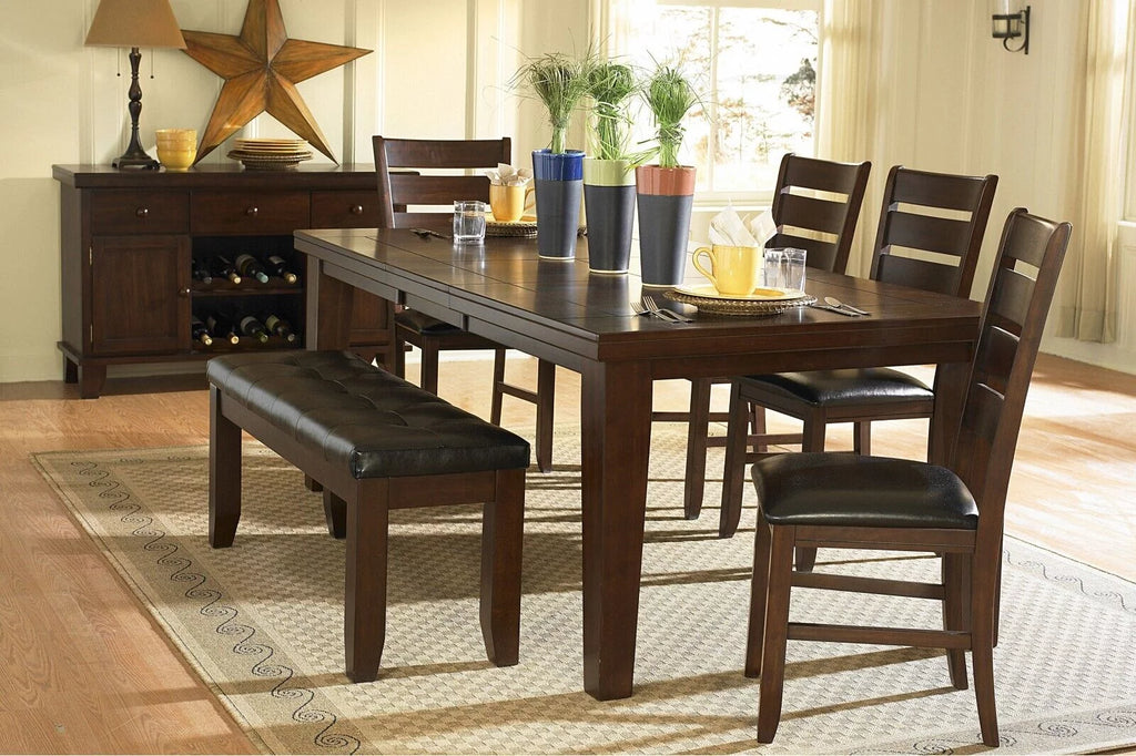 5pc Dining Set with Self-Storing Leaf Dark Oak S1550