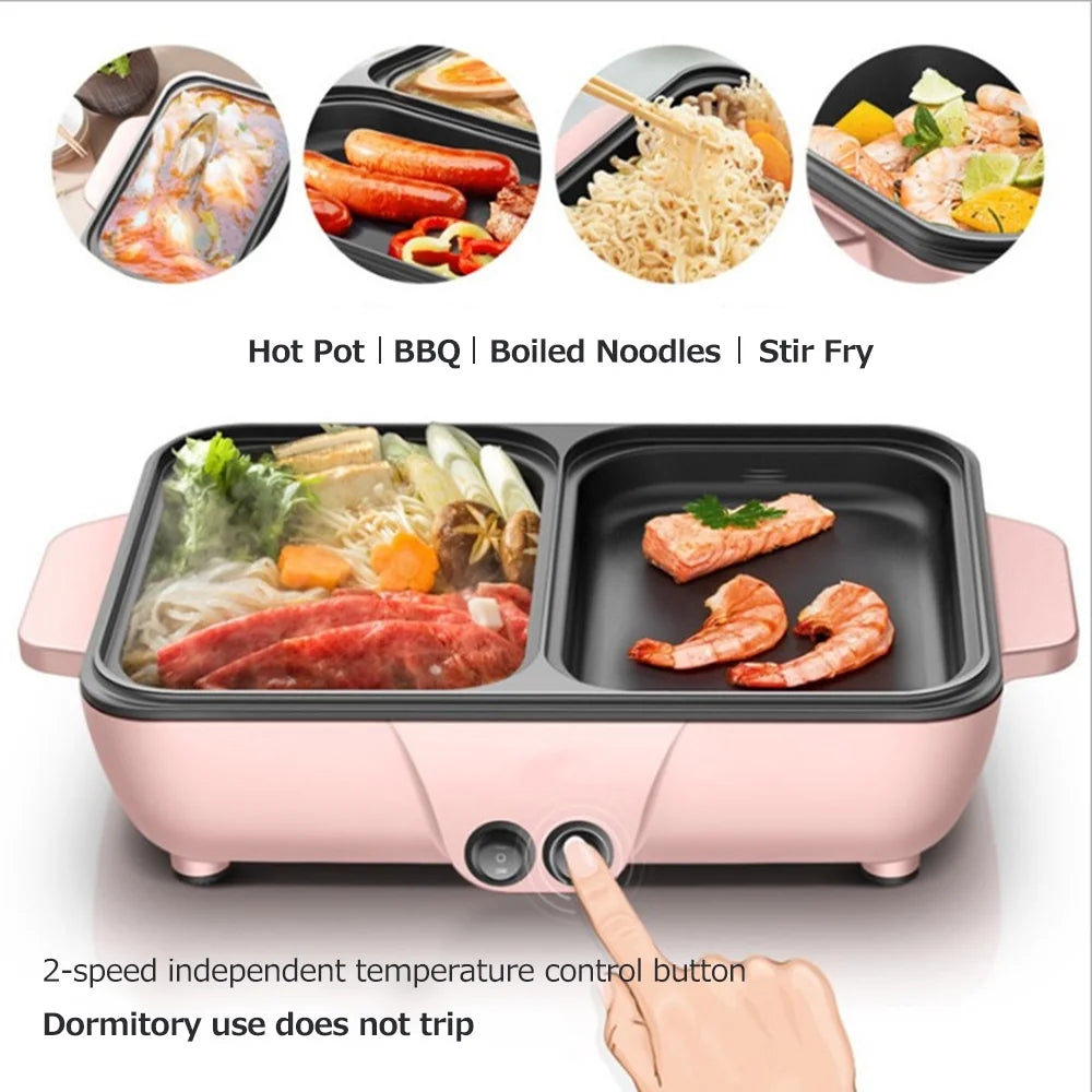 Electric Grill Pan 2 Speed 1200W Hot Pot Barbecue Machine J219688