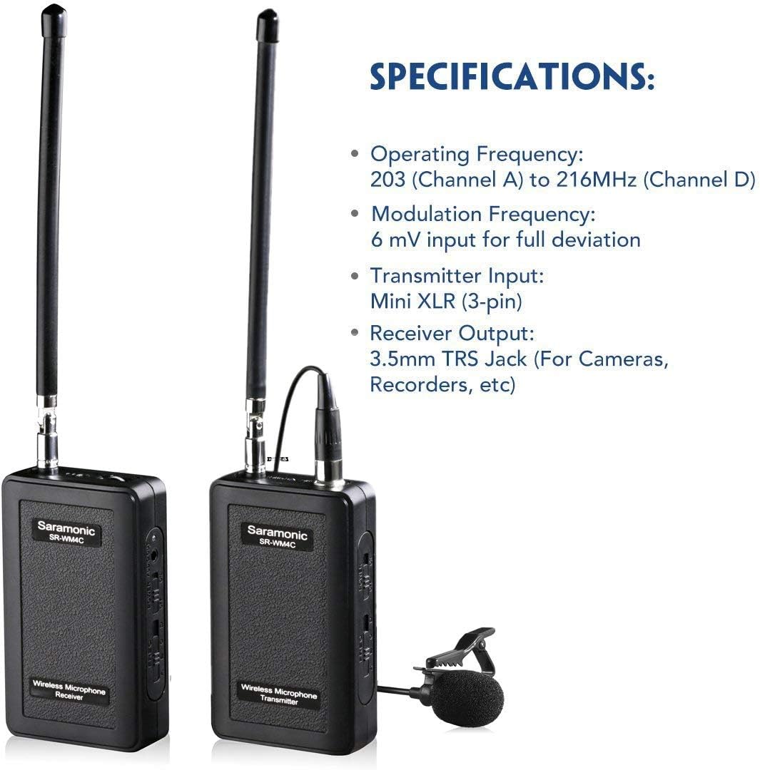 Dual Wireless VHF Lavalier Microphone Bundle with 2 Transmitters, 2 Receivers and Audio Mixer A913