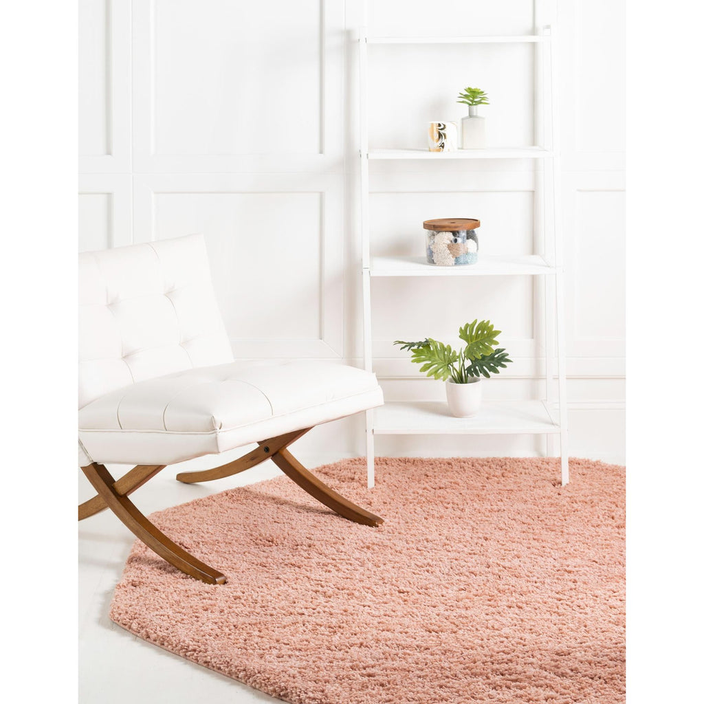Rose Pink Solid Octagon Shag Area Rug V181