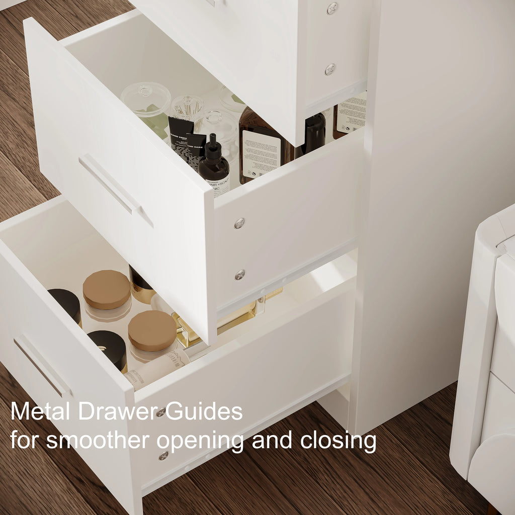 White Makeup Vanity Table with Mirror and 7-Drawer J4073