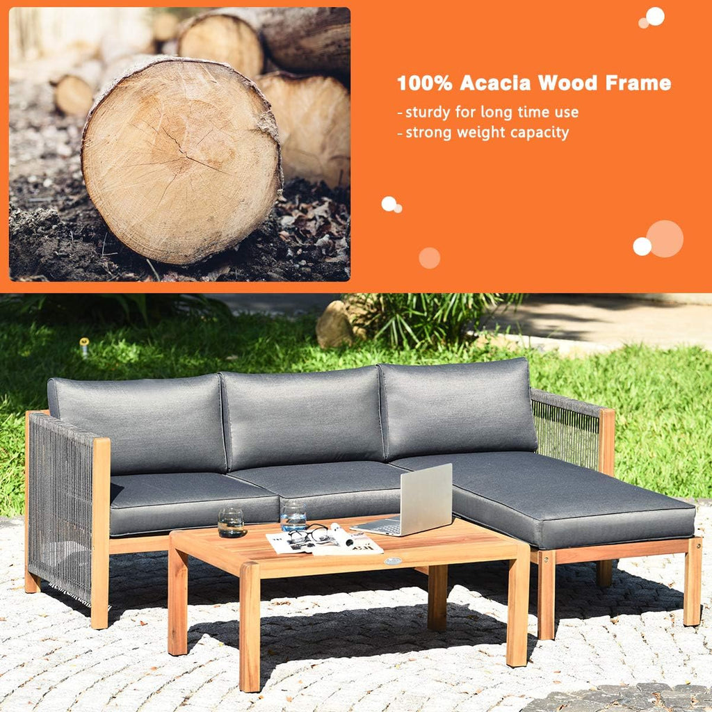 3 Piece Acacia Wood Patio Conversation Set R53847