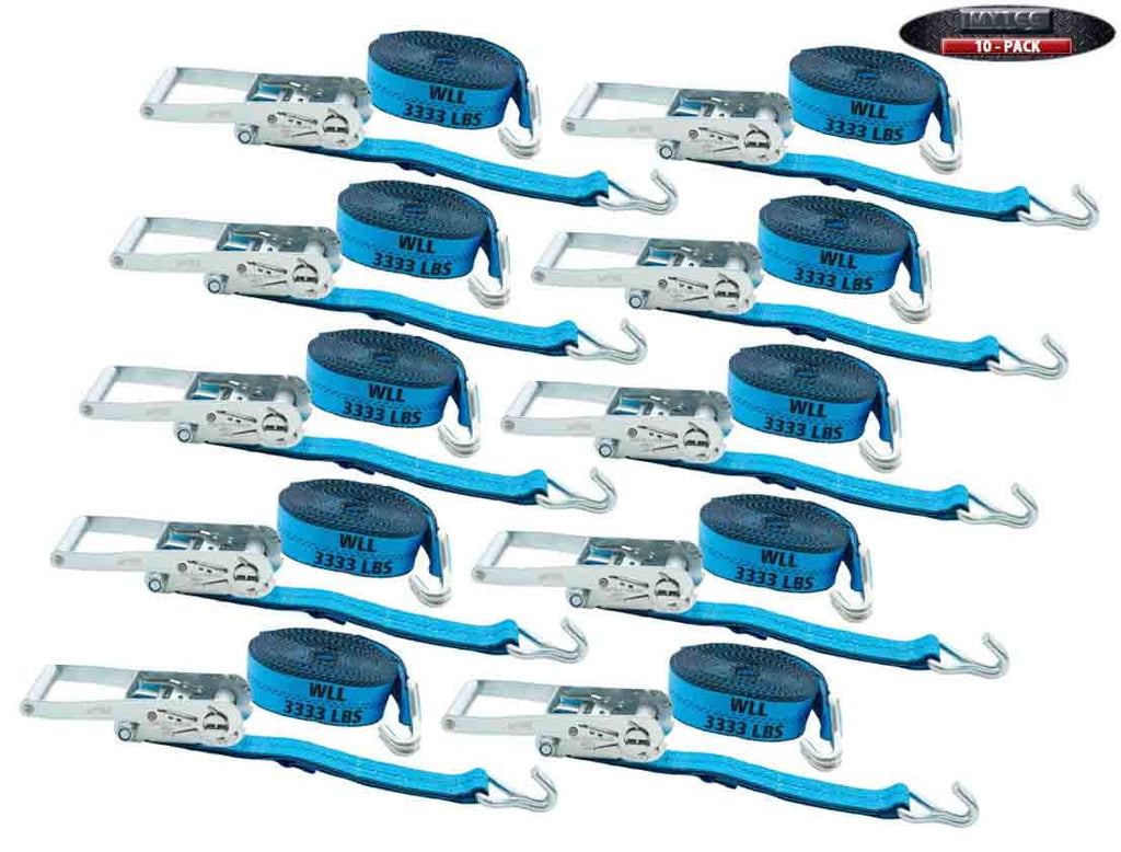 10 Pack 2 Inch x 27 FT Blue Ratchet Strap with J Hooks R353153