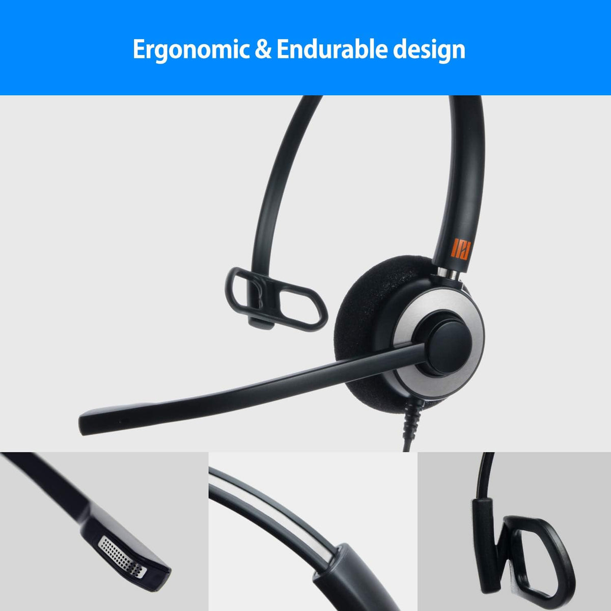 Professional Monaural Noise Cancelling Corded Headset Pack of 2 G1165