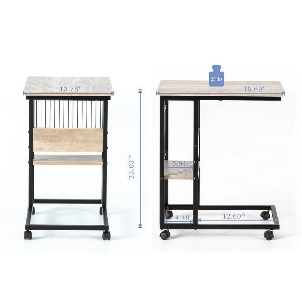 Modern Wood End C Table with Magazine Holder H531796