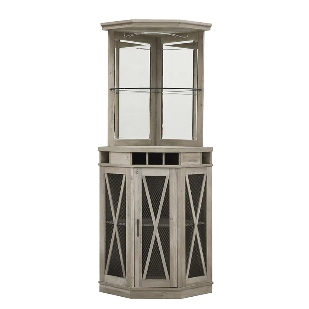Stone Grey Corner Bar Unit with Wine Rack and Cabinet K4403