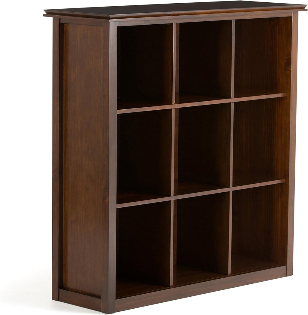 9 Cube Solid Wood Bookcase in Russet Brown P983050