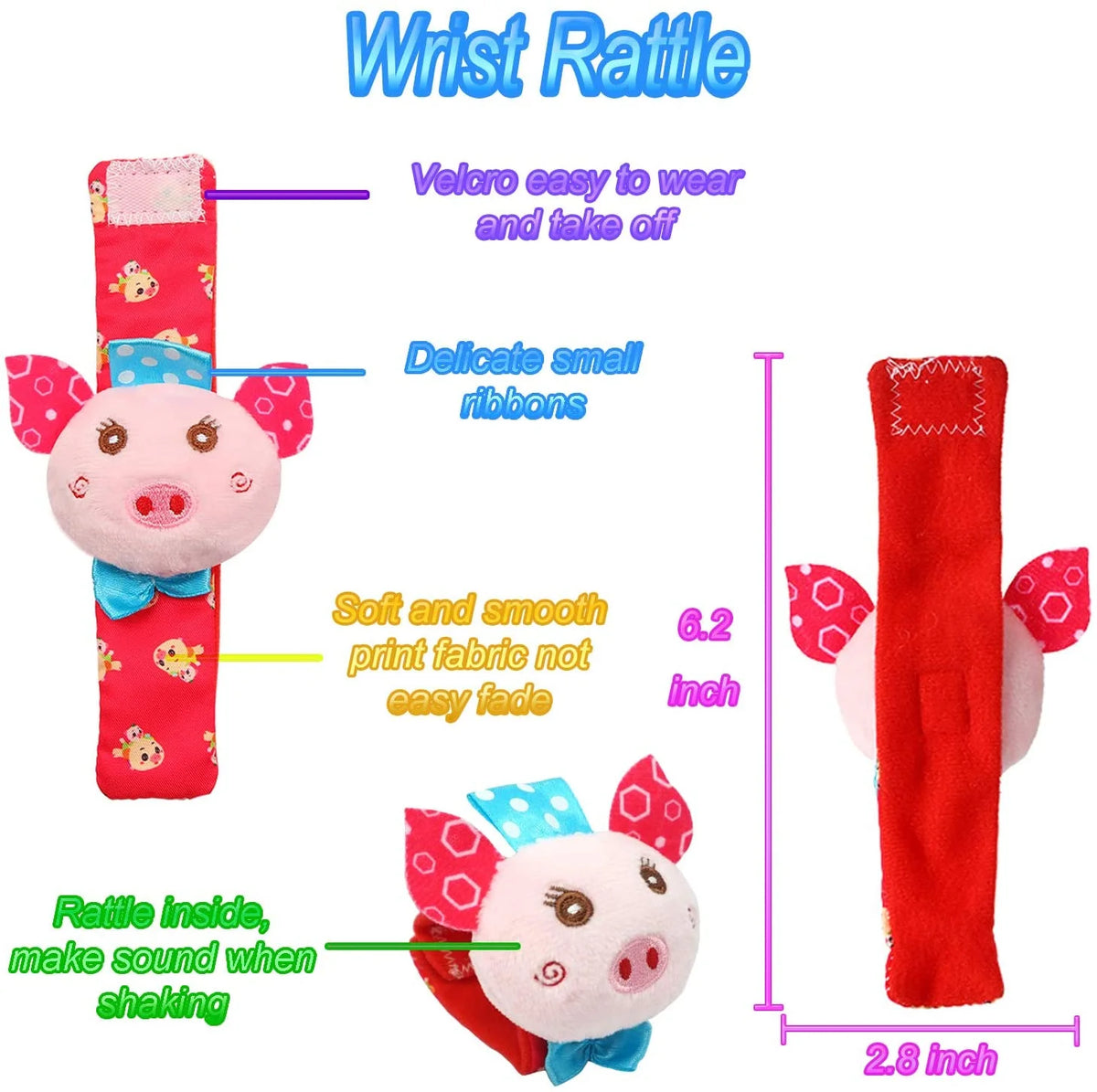 6 Pcs Baby Wrist Rattle & Foot Finder Socks Sensory Toys Soft Plush Animal Doll Newborn Gift E3177