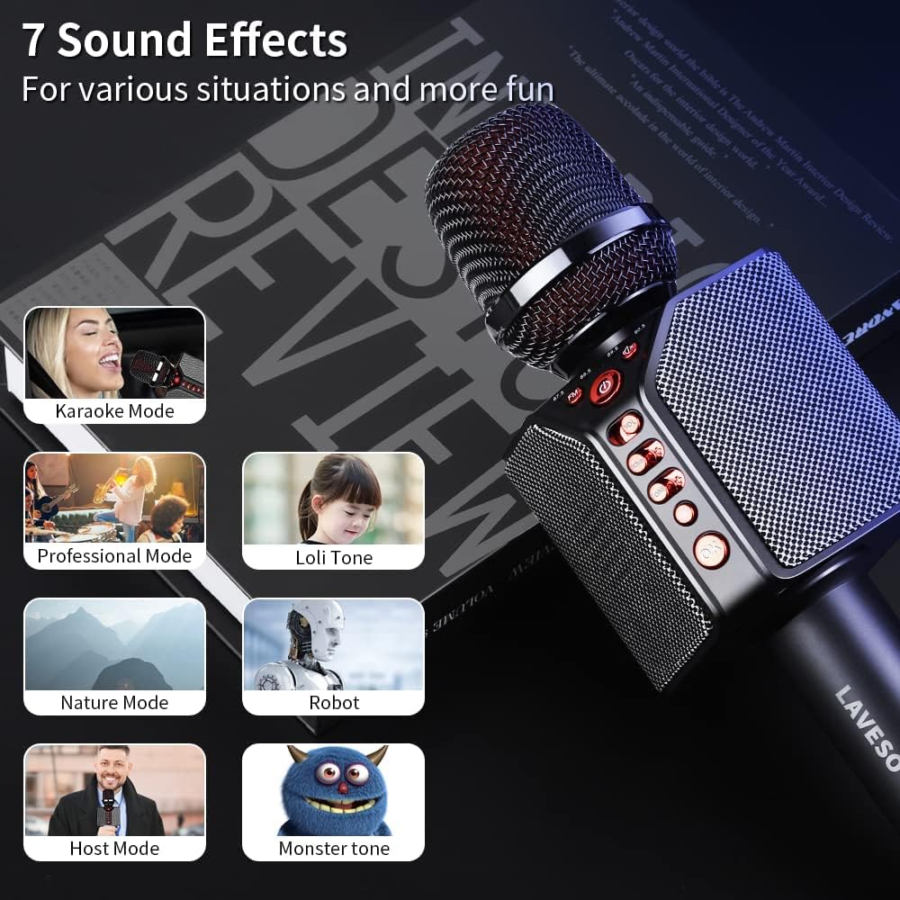 Wireless Bluetooth Karaoke Microphone, 3-in-1 Portable Handheld Mic Speaker, 8h Sing B4407