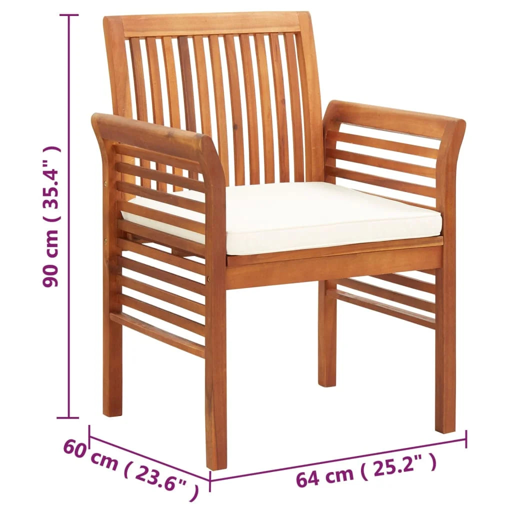 Solid Wood Acacia Patio Dining Chairs with Cushions 4 pcs J4530