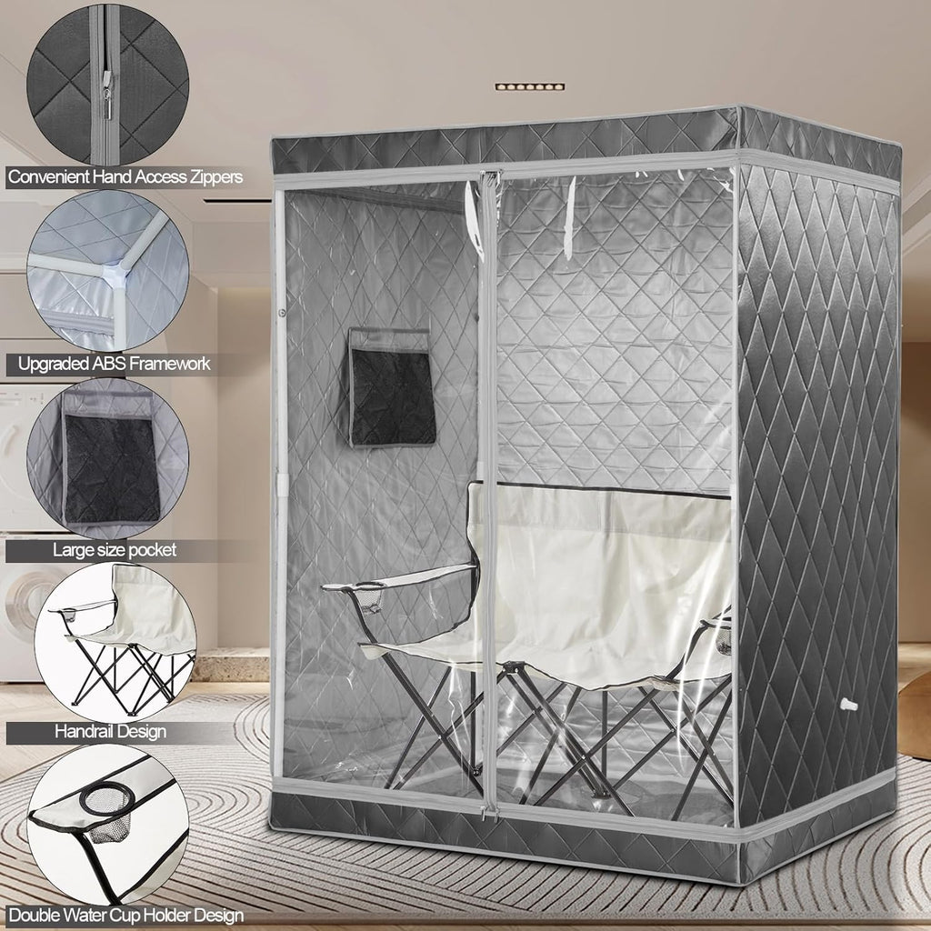 Full Size 2 Person Portable Steam Sauna Tent (Grey) O406144