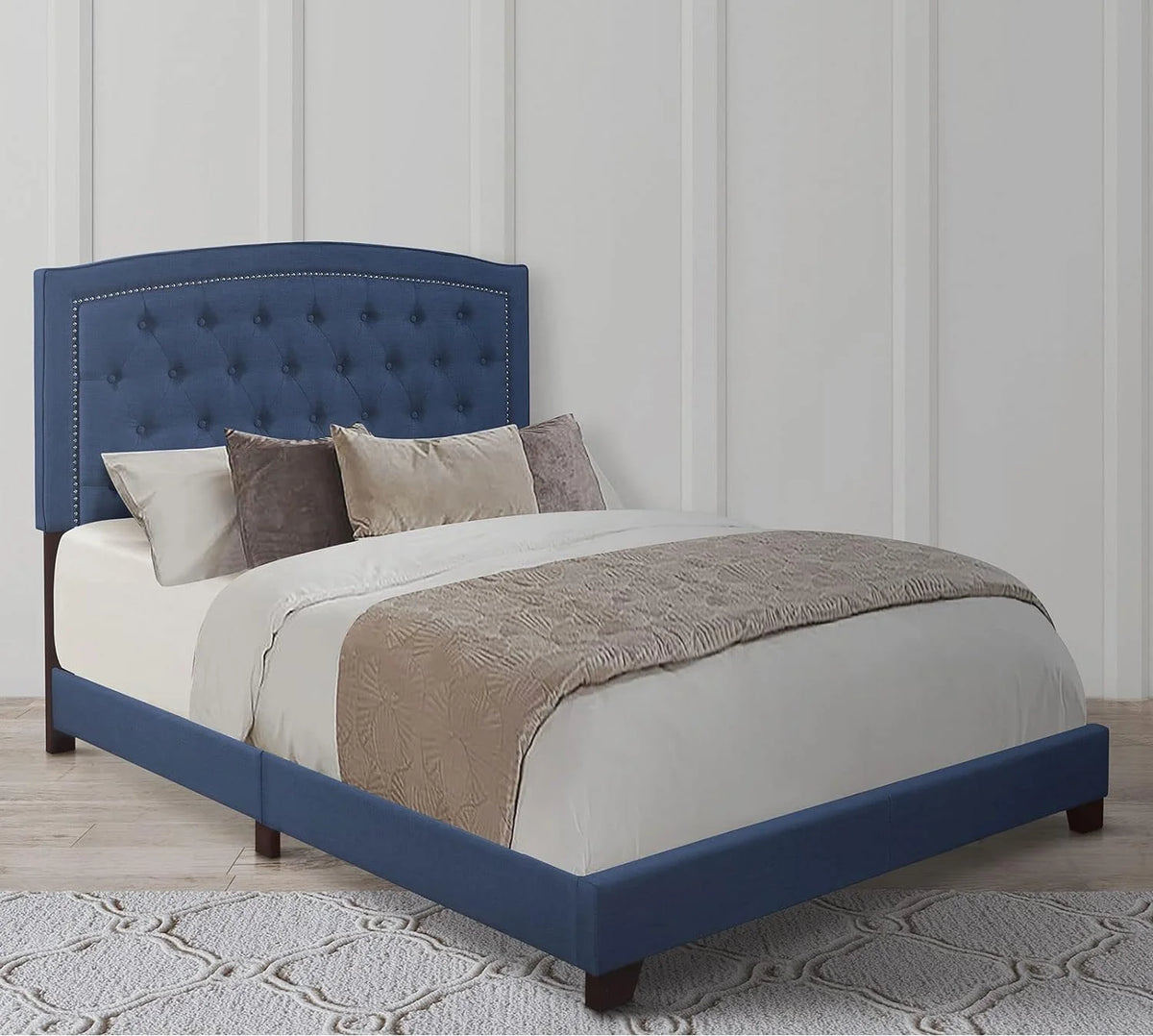 Queen Size Blue Upholstered Bed Frame M632261