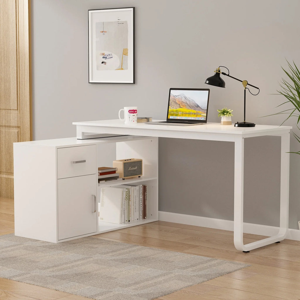 55" L Shaped Storage Computer Desk P489