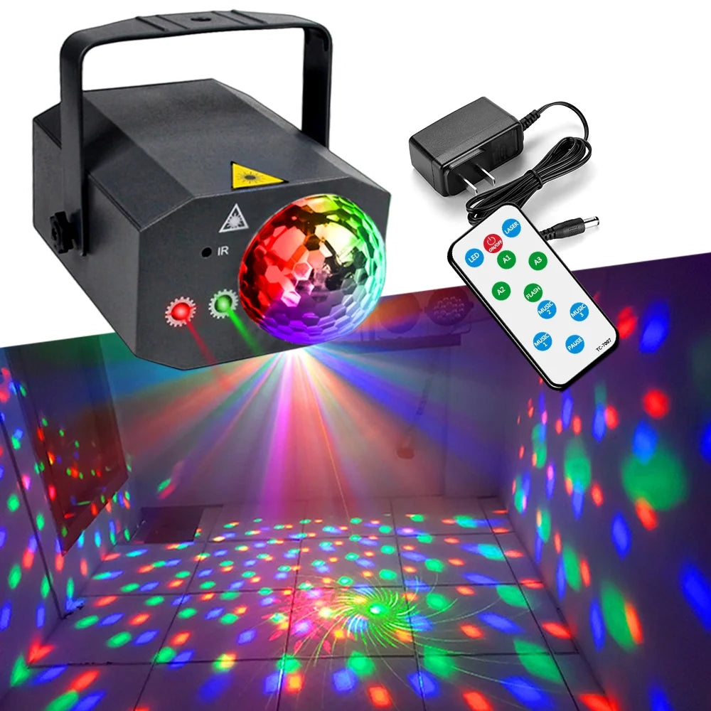 Sound Activated Black ABS Disco Ball Party Lights G501