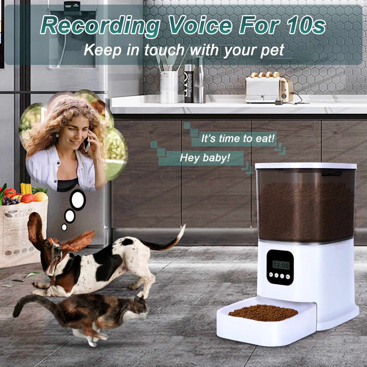 Automatic Cat Feeder 6L Dry Food Dispenser with Desiccant Bag S61420